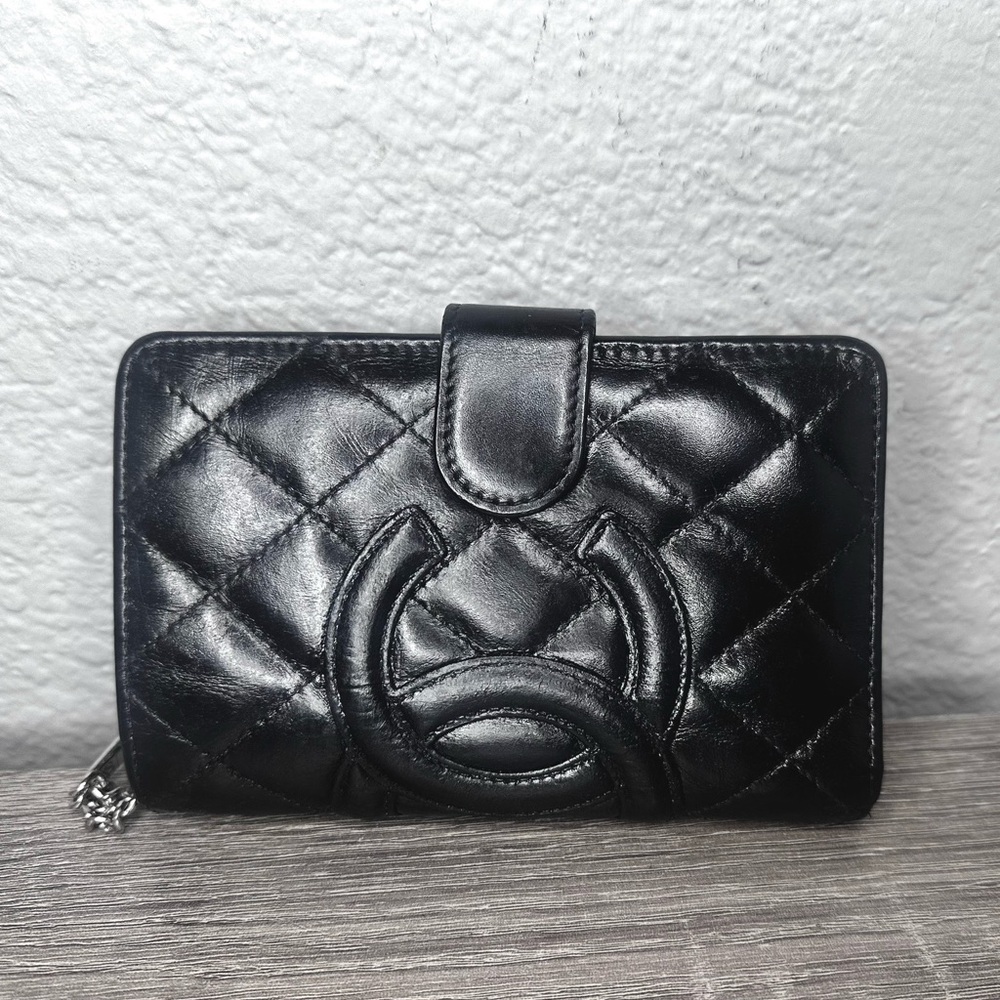 Chanel Black Quilted Lambskin Leather Wallet